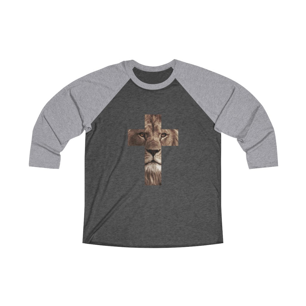 Unisex Tri-Blend 3\4 Raglan Tee (Lion Cross)