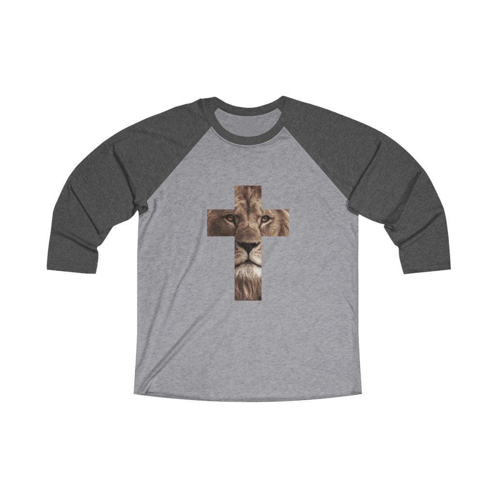 Unisex Tri-Blend 3\4 Raglan Tee (Lion Cross)