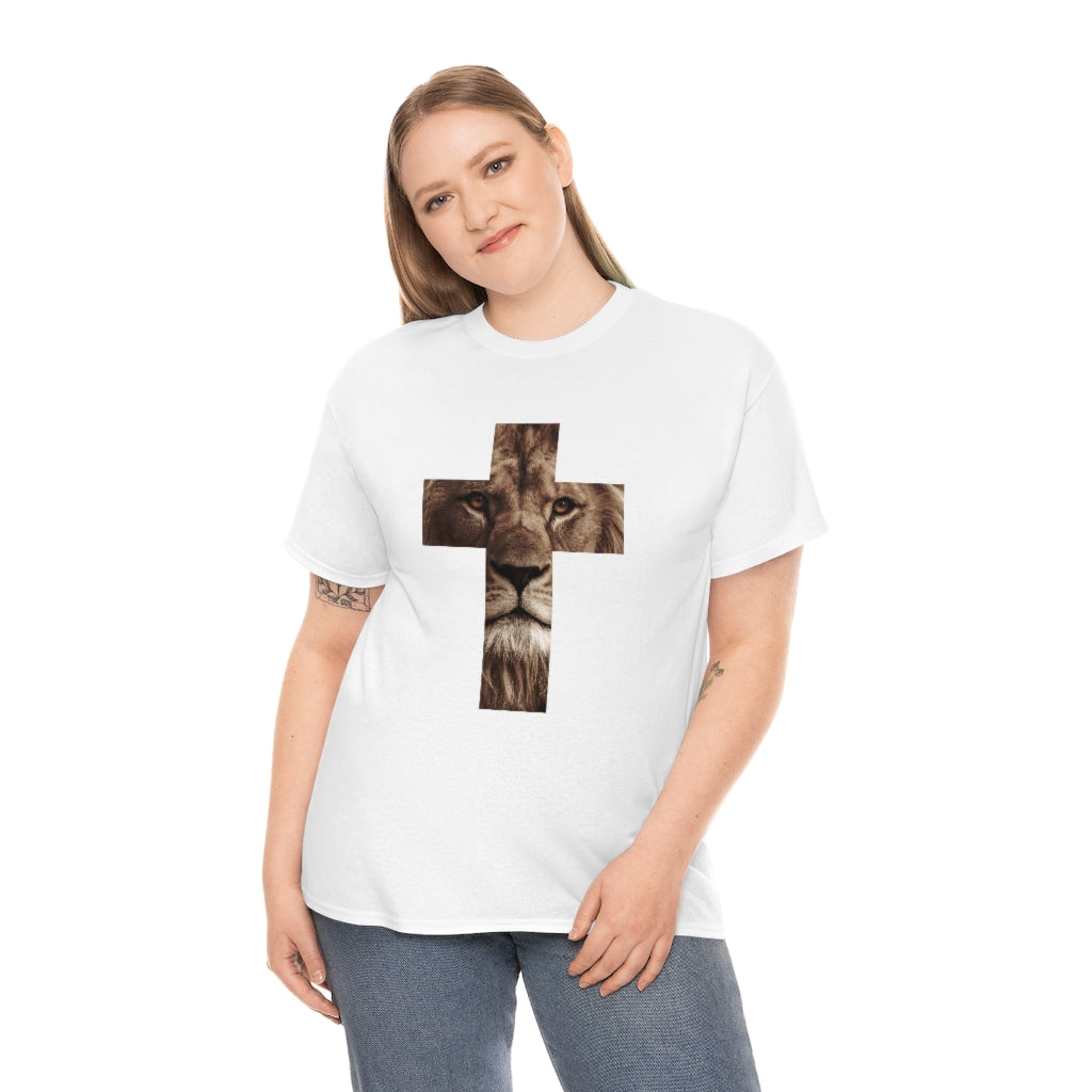 Unisex Heavy Cotton Tee (Gildan 5000) (Lion Cross)